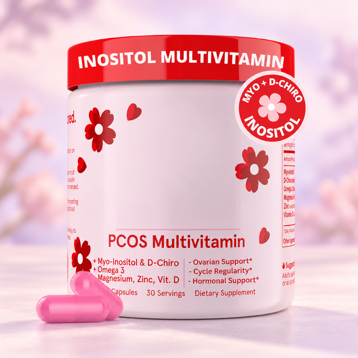 Inositol Multivitamin Capsules — pastel studio photo