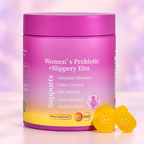 Women's Probiotic + Slippery Elm Gummies – Pineapple, 60 Count (Purple Jar) — pastel studio photo