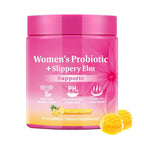 Women's Probiotic + Slippery Elm Gummies – Pineapple, 60 Count (Pink Jar)