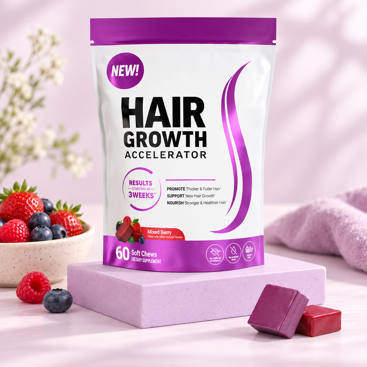 Hair Soft Chews – Mixed Berry, 60 Count — lifestyle photo